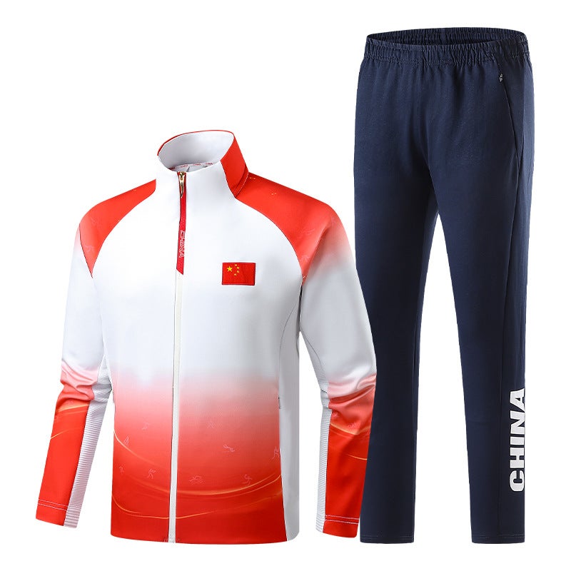 Chinese Team Coat Children'S Training Uniform Long-Sleeved Cardigan Top Martial Arts Coach National Uniform Sports Sweater Printing - Image 1